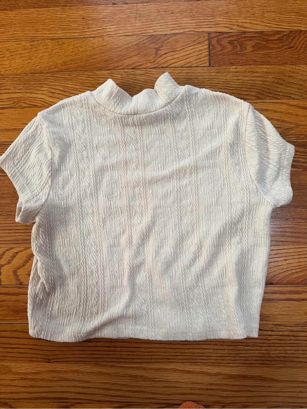 Freshman Cream Textured Short-Sleeve Turtleneck Sweater